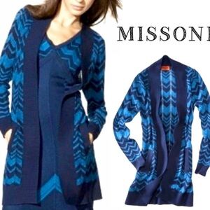 NWT MISSONI TARGET XL BLUE BLACK OPEN CHEVRON CARDIGAN